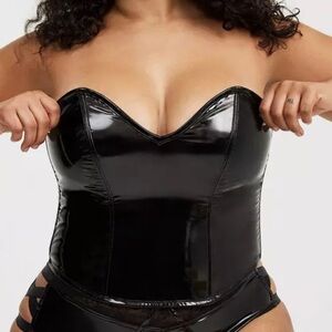 Black Patent Leather Women's Top